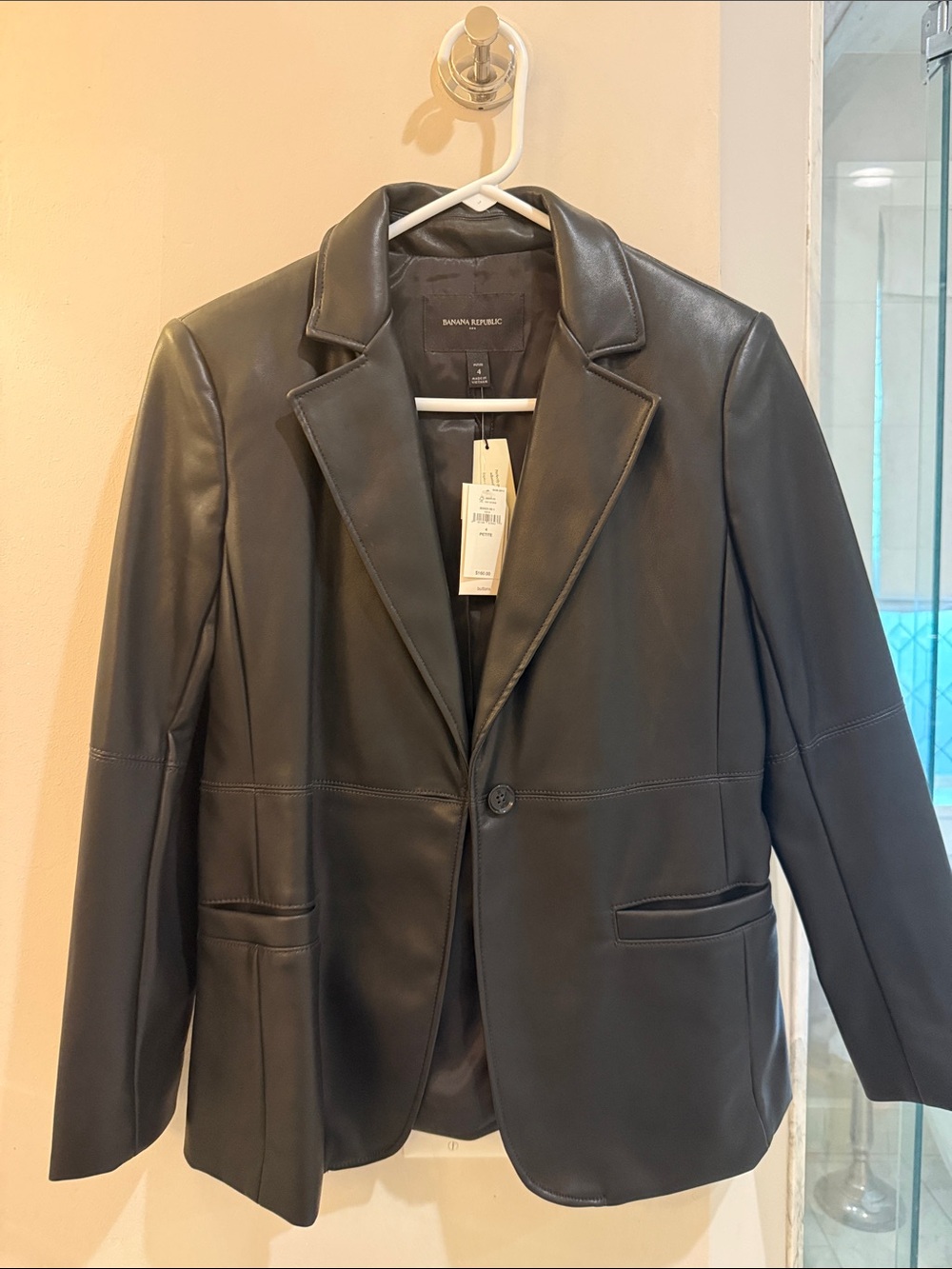NWT Banana Republic Black Leather Blazer Jacket